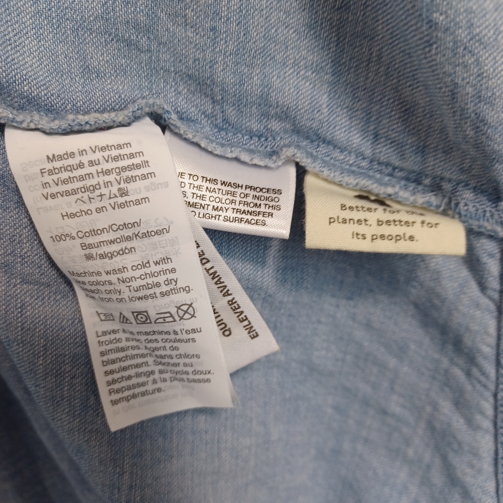 Madewell Chambray Denim Shirt Blouse Emmie Blue Wash Womens Small - Picture 8 of 11
